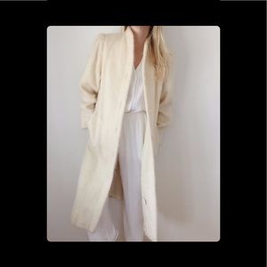 Vintage mohair white / cream coat with pockets